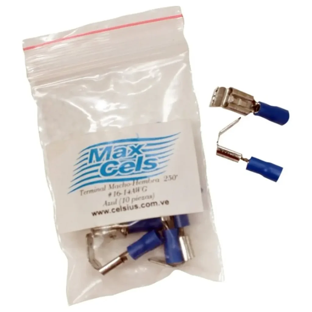 TERMINAL HEMBRA-MACHO 250" (AZUL) 050 16-14AWG (BOLSITA 10 PZAS)
